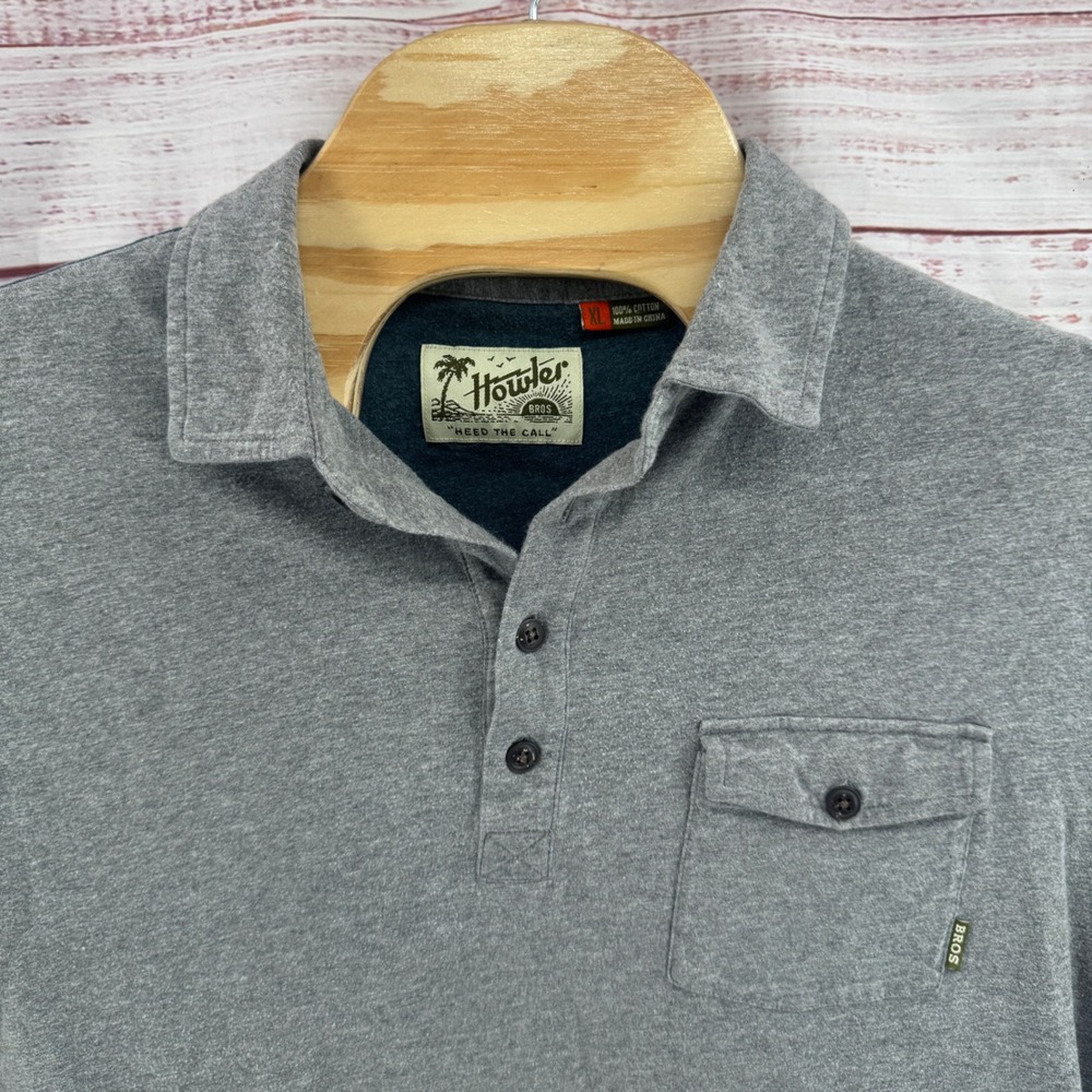 Howler Bros Polo Shirt Mens XL Gray Cotton Short Sleeve Western Colorblock Back - Picture 2 of 8